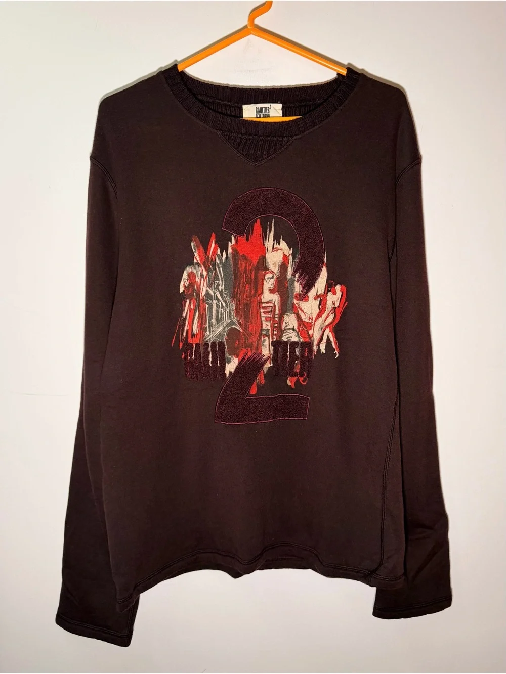 Black Graphic Sweatshirt with Red Accents